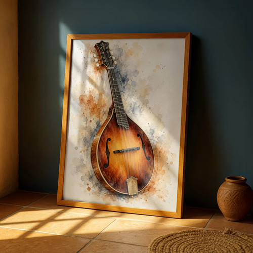 Mandolin watercolour art - watercolour,